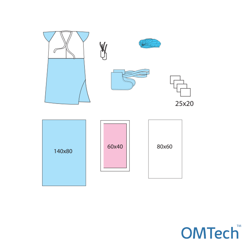 Комплект одягу та покриттів операційних OMTech™ акушерський №10/СП стерильний